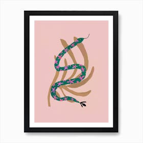 Snake And Abstract Plant Art Print