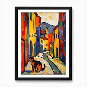 Painting Of Florence With A Cat In The Style Of Fauvism 3 Art Print