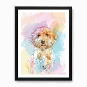 Portuguese Water Dog Dog Pastel Line Illustration 1 Art Print