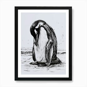 Emperor Penguin Preening Their Feathers 1 Art Print