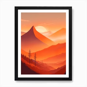 Misty Mountains Vertical Composition In Orange Tone 274 Art Print