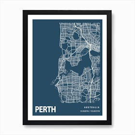 Perth Blueprint City Map 1 Art Print