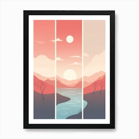 Landscape With Mountains And River Art Print