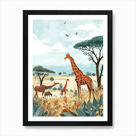 Modern Illustration Of Two Giraffes 5 Art Print