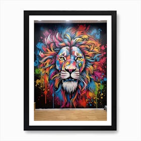 Lion Art Painting Mural Style 1 Art Print