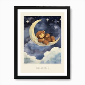 Baby Orangutan 1 Sleeping In The Clouds Nursery Poster Art Print