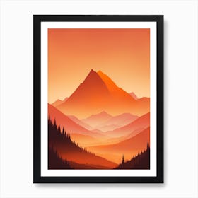 Misty Mountains Vertical Composition In Orange Tone 139 Art Print