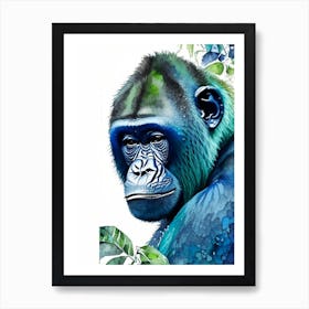 Baby Gorilla Gorillas Mosaic Watercolour 2 Art Print