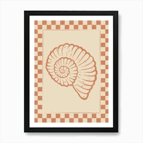 Seashell 07 with Checkered Border Art Print