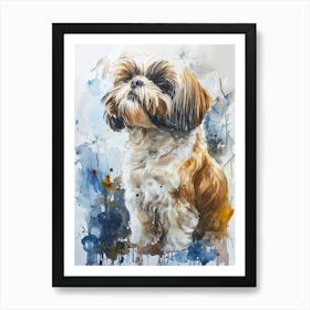 Shih Tzu Watercolor Painting 4 Art Print