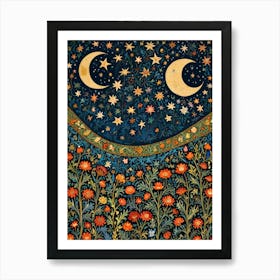 William Morris Moon And Flowers 1 Art Print