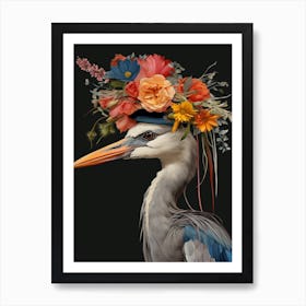 Bird With A Flower Crown Great Blue Heron 7 Art Print