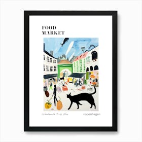 The Food Market In Copenhagen 3 Illustration Poster Póster