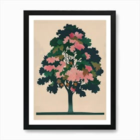 Chestnut Tree Colourful Illustration 1 Art Print