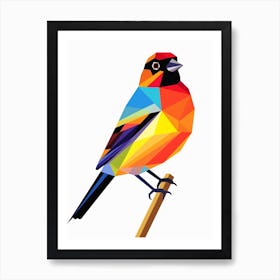 Colourful Geometric Bird Cowbird 4 Art Print