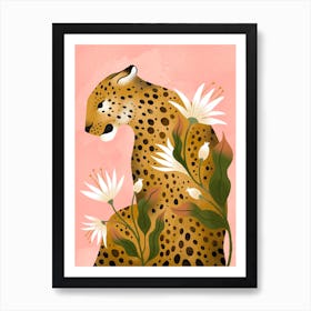 Fierce Leopard In Pink Art Print