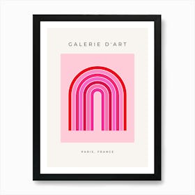 Retro Rainbow Pink And Red Arch Art Print