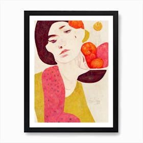 Woman And Fruits Art Print