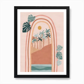 Boho Beach Palm Trees Art Print