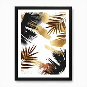 Gold And Black Palm Leaves 1 Art Print