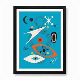 Mid Century In Retro Blue Art Print