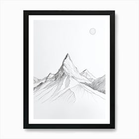 Huascaran Peru Line Drawing 2 Art Print