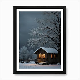 Cabin In The Snow Art Print