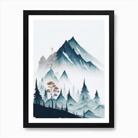 Mountain And Forest In Minimalist Watercolor Vertical Composition 20 Art Print