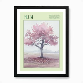 Plum Tree Atmospheric Watercolour Painting 3 Poster Art Print