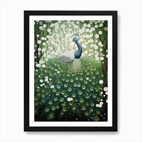 Ohara Koson Inspired Bird Painting Peacock 1 Art Print