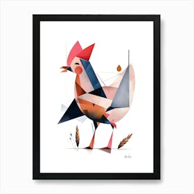 Geometric Chicken, Minimalism, Cubism Art Print