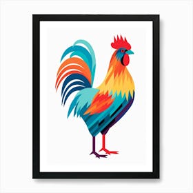 Colourful Geometric Bird Chicken 4 Art Print