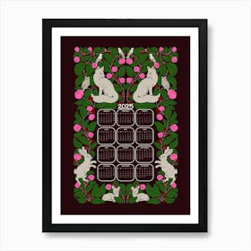 Woodland Wonder 2025 Calendar Maroon and Bright Pink Art Print