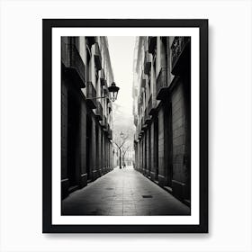 Barcelona, Spain, Black And White Analogue Photography 1 Art Print