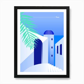 Greece. Boho travel art. Santorini, Greece poster — boho travel poster Art Print