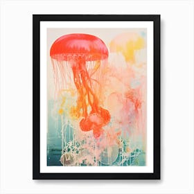 Jelly Fish Risograph Inspired 3 Art Print