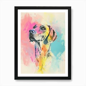 Pastel Watercolour Hound Dog Line Illustration 2 Art Print