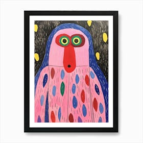 Pink Polka Dot Mandrill Art Print