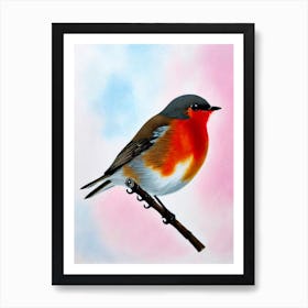 Robin Watercolour Bird Art Print