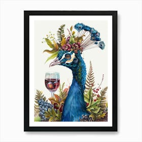 Peacock With Wine Glass 3 Art Print