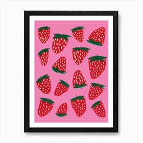 Gouache Strawberries Art Print