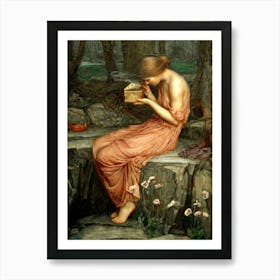 Psyche Opening the Golden Box by John Williams Waterhouse - Waterhouse's Remastered Oil Painting Pandora's Box Vintage Flowers Dreamy Witchy Pagan Mythological Beautiful Art Print