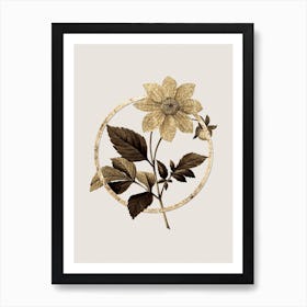 Gold Ring Dahlia Simplex Glitter Botanical Illustration n.0065 Art Print