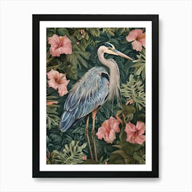 Blue Heron In The Jungle Art Print