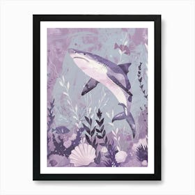 Purple Angel Shark Watercolour Illustration Art Print