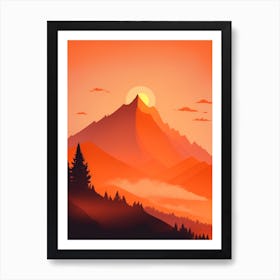 Misty Mountains Vertical Composition In Orange Tone 67 Art Print