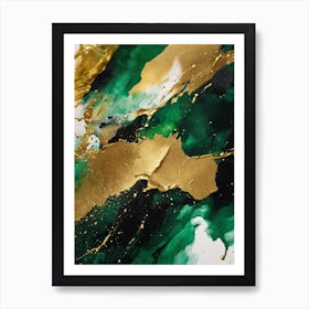 Gold And Green Abstract Painting Art Print