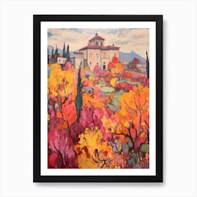 Autumn Gardens Painting Villa Medici Italy 2 Art Print