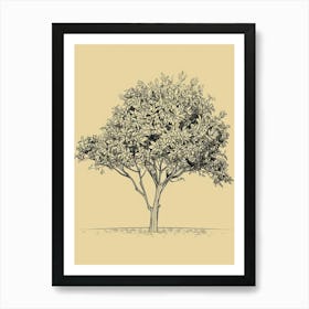 Magnolia Tree Minimalistic Drawing 2 Art Print