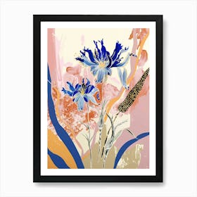 Colourful Flower Illustration Cornflower 4 Art Print